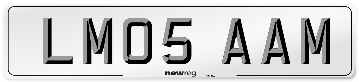 LM05 AAM Number Plate from New Reg